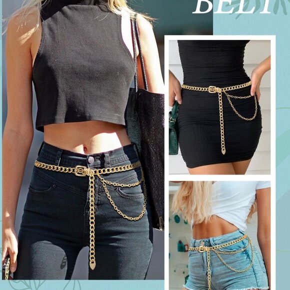 Chain Belt for Women Metal Waist Chain Fashion Multilayer Chain Belts for Dress - Picture 7 of 7